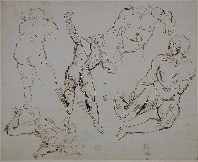 Five studies of male nudes, after Géricault