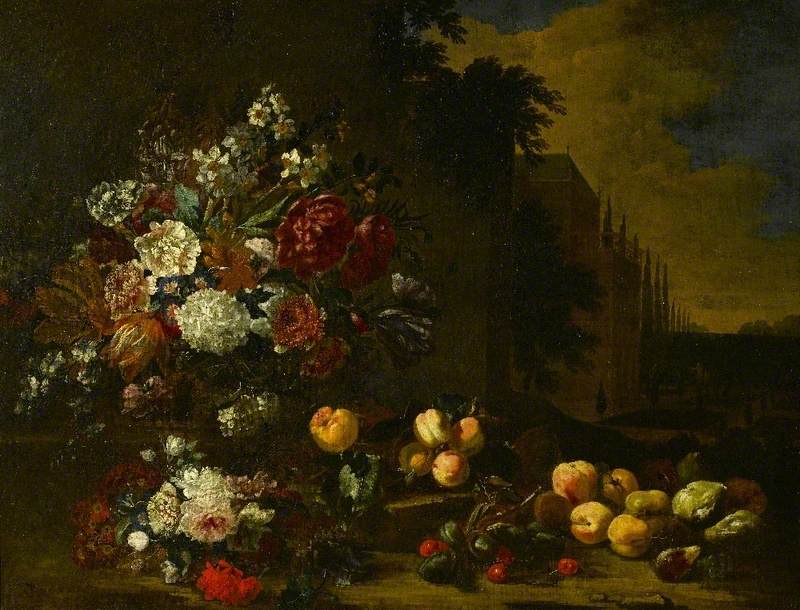 Still Life of Mixed Flowers in a Glass Vase