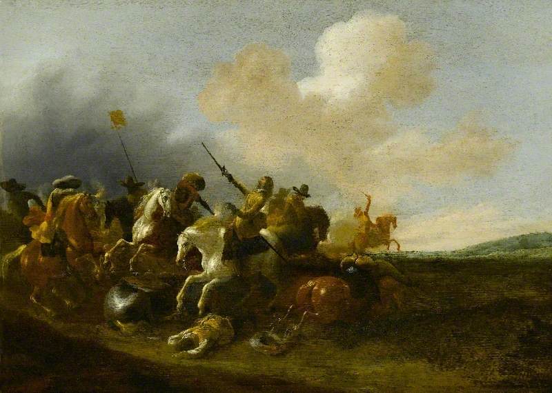 A Cavalry Skirmish in a Landscape
