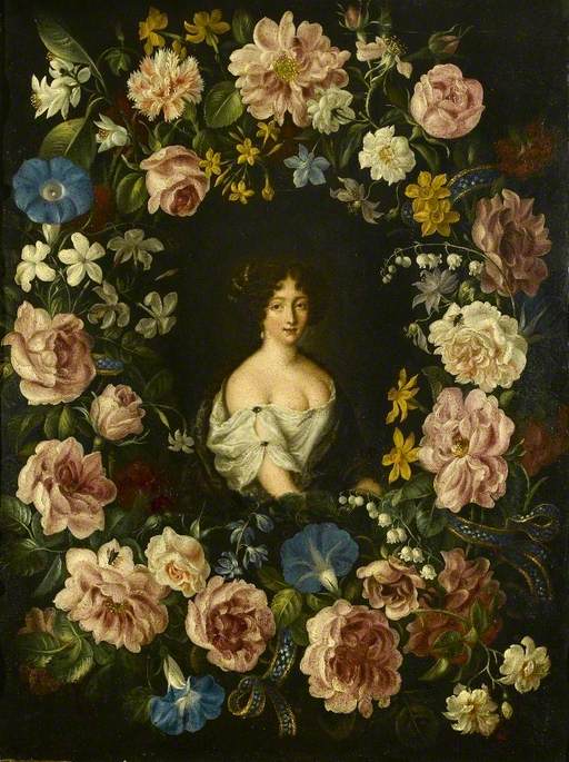 A Lady of the Mancini Family within a Garland of Flowers