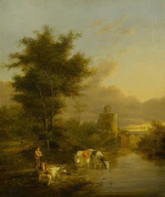River Landscape with Cattle