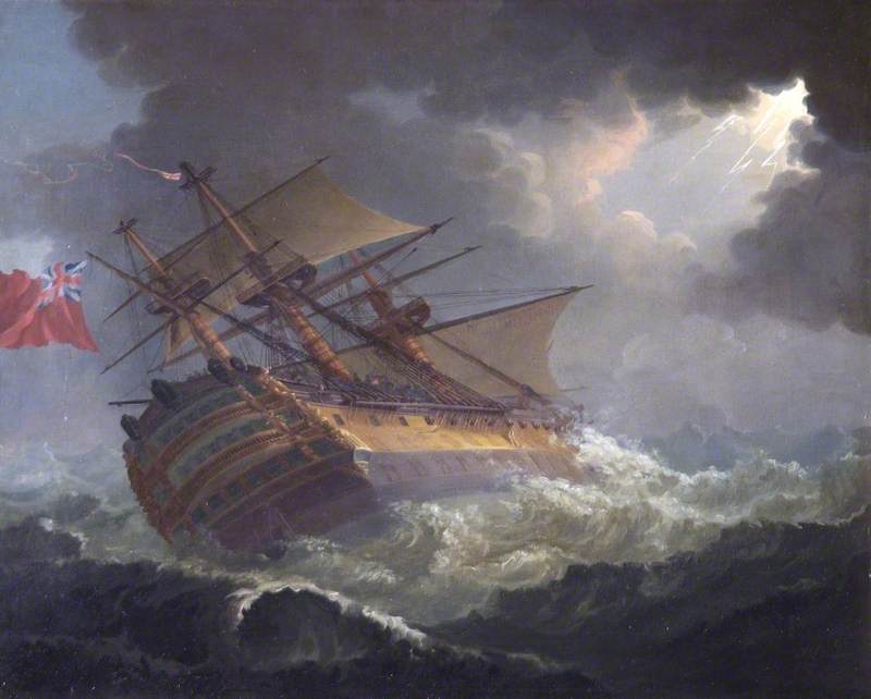 ‘HMS Asia’ in Heavy Sea, Bay of Biscay at Night