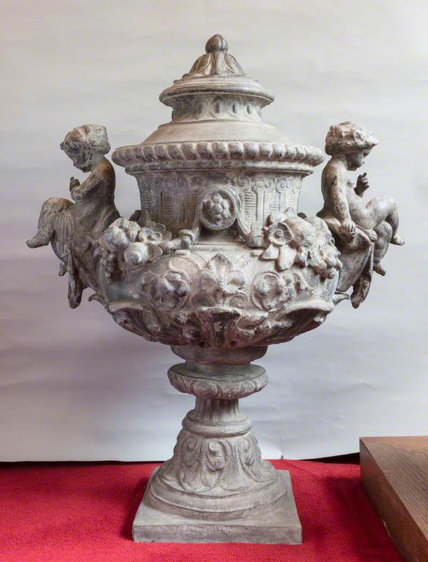 Two Handled Urn with Cherubs and Floral Garlands*