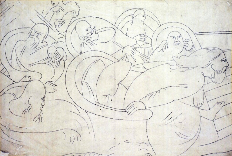 Study for 'Christ Preaching at Cookham Regatta: The Elders'