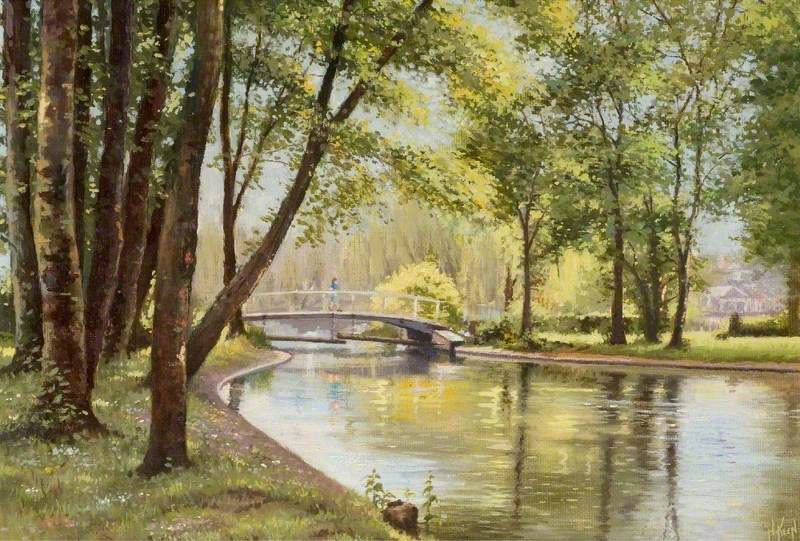 The River Lea in Wardown Park, Luton, Bedfordshire