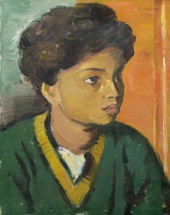 Portrait of a Child in a Green V-Neck Sweater*