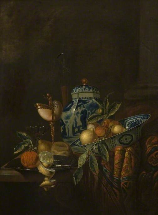 Still Life with Fruit and Blue and White China