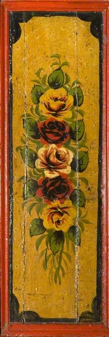 Cartouche of Yellow, Red and Pink Roses