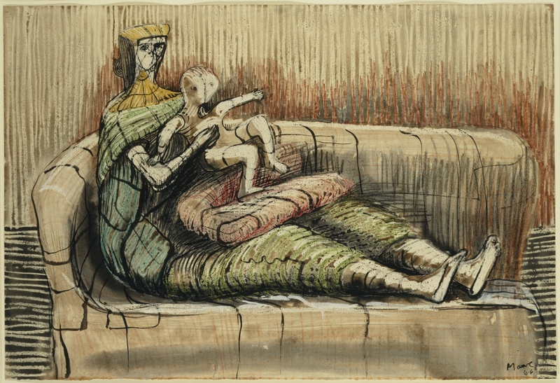 Mother and Child on a Sofa