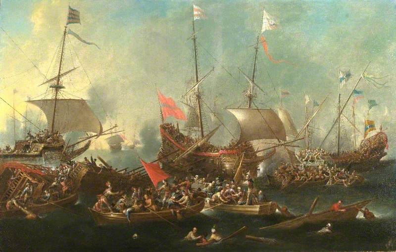 A Sea Battle between Christians and Barbary Corsairs