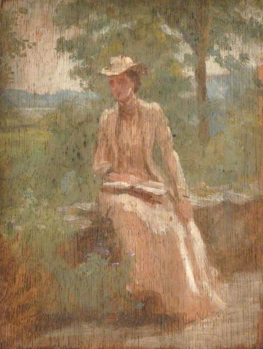 Woman in White, Seated on a Terrace