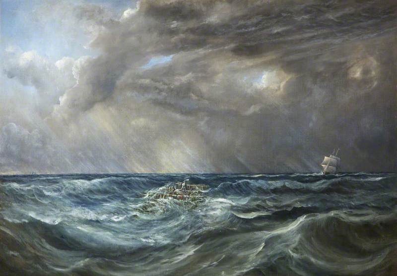 Seascape with Raft and Sailing Ship