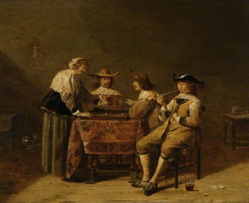 Gentlemen Playing Backgammon