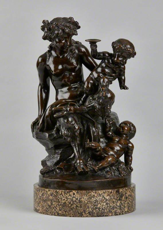 Satyress with Two Children; One Kneeling, One Standing
