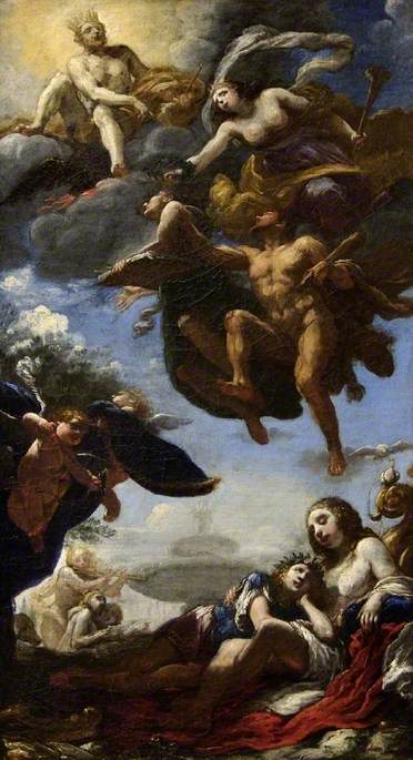 A Poet, Presented to Jupiter by Hercules is Crowned by Glory, below Venus, Cupid and the Poet