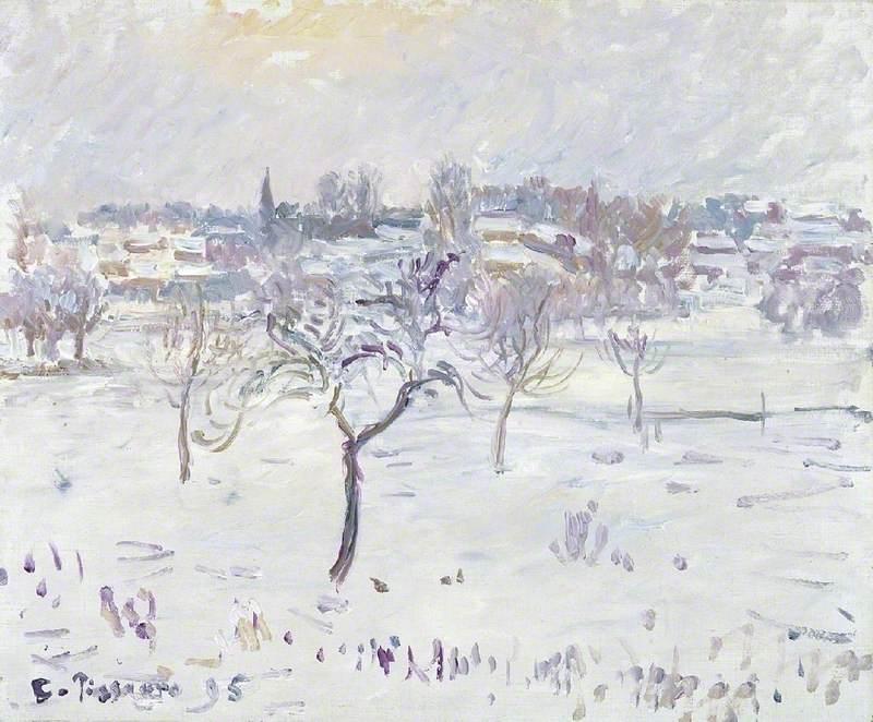 Snowy Landscape at Eragny with an Apple Tree