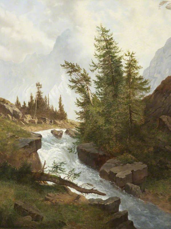 Mountain Landscape with a Waterfall