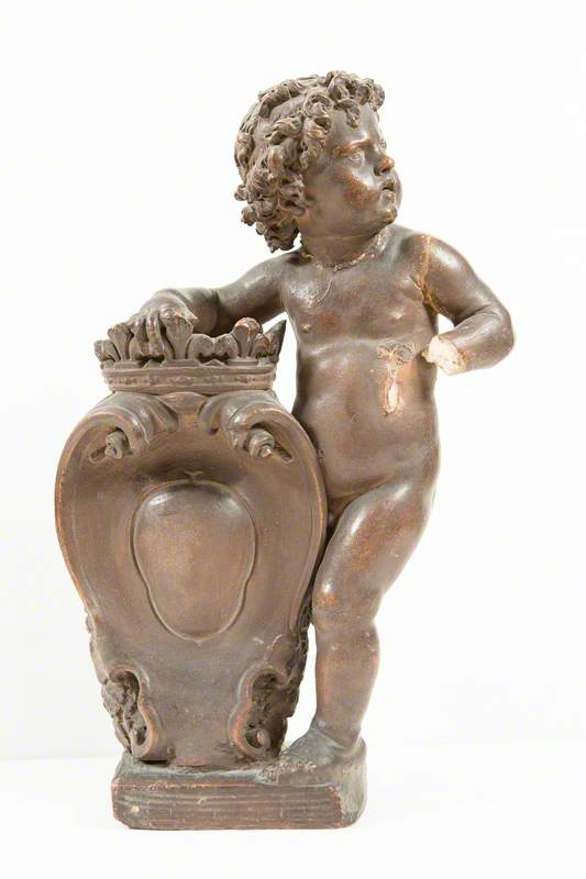 A Cupid Supporting a Shield