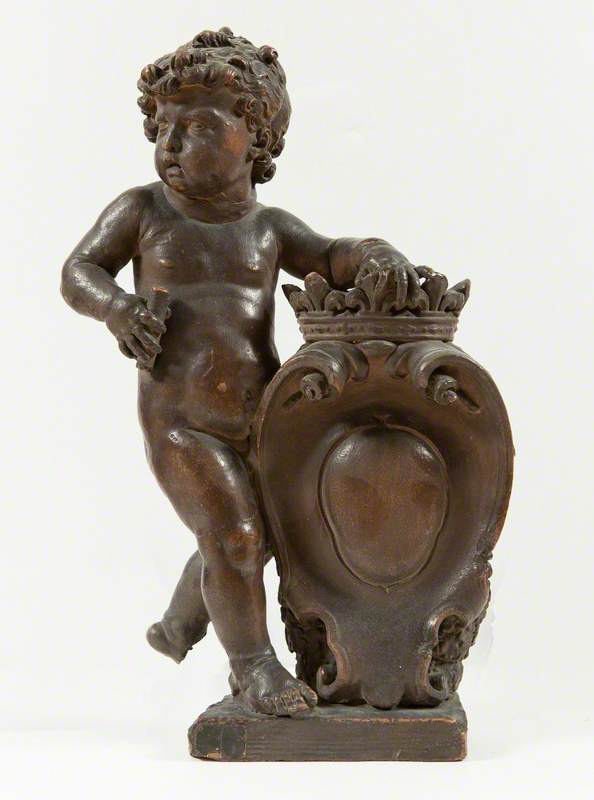 A Cupid Supporting a Shield