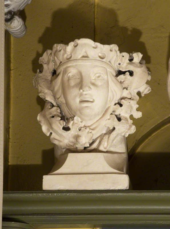Cast of an Unidentified Queen's Head Framed in Leaves