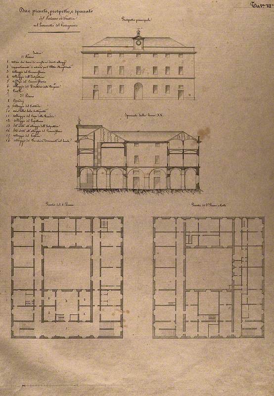 The Lazaretto of Varignano at La Spezia: Sections and Floor Plans