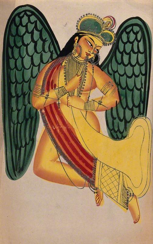 A Winged Apsaras Blowing the Horn