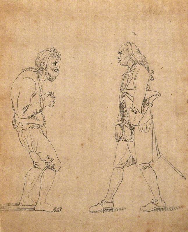 Two Men Exhibiting Postures Which Express Their Character: on the Left a Man of 'Brutal Sensibility', on the Right, a Miser