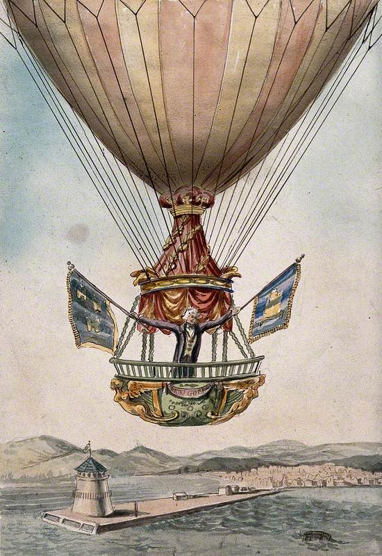 James Sadler Setting Off on the Proposed First Crossing of the Irish Sea from Dublin by Hot-Air Balloon, 1812