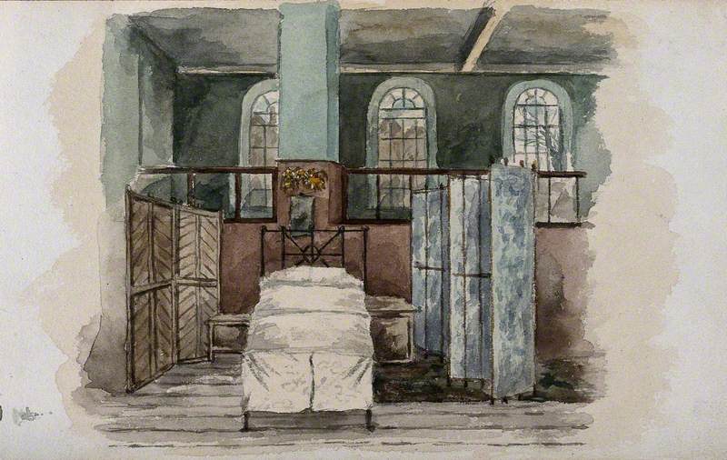 The London Fever Hospital, Liverpool Road, Islington: A Screened Off Bed in a Ward