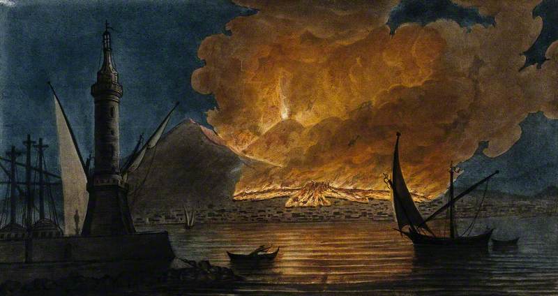 Mount Vesuvius in Eruption in 1767, from the Mole at Naples