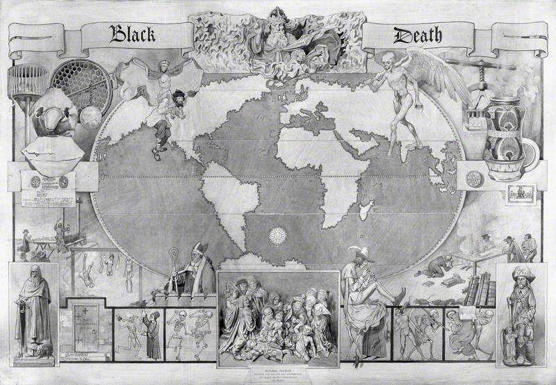 The Black Death: Map of the World, with Vignettes