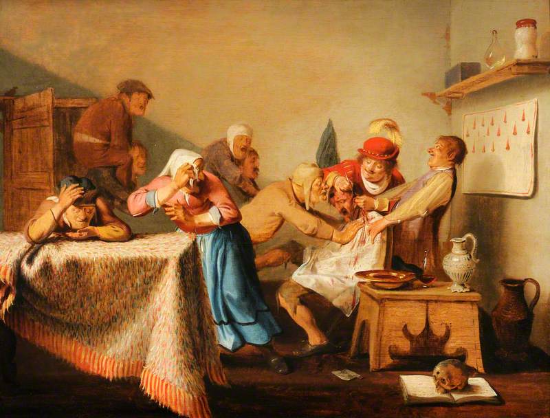 Medicina medievală. Tratarea prin incizarea urechii. Joachim van den Heuvel (d.1636) (atribuit)