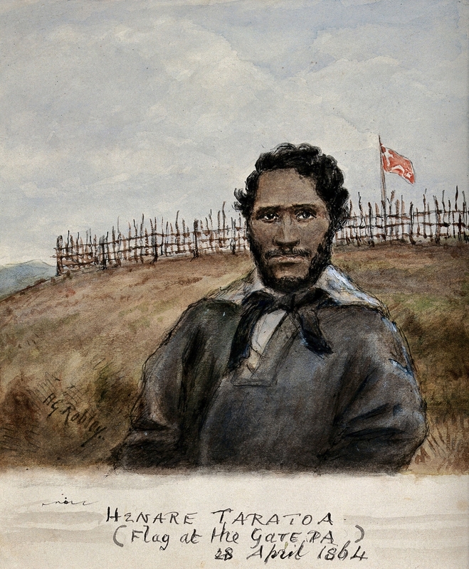 Henare Taratoa: a Chief of the Ngai Te Rangi Tribe, in the Heroic Act of Getting Water for the British Wounded at the Battle of Gate Pa, a Maori Victory in the Waikato War, 28th April 1864