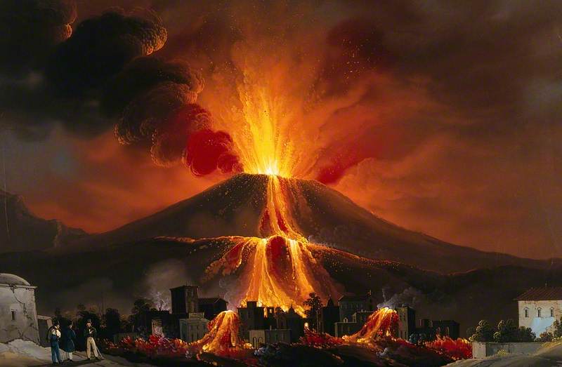 Eruption of Mount Vesuvius; Lava Covering Dwellings