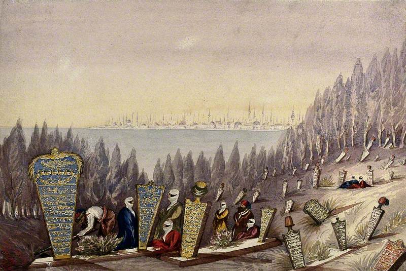 People in the Turkish Burial Ground; City in the Background, Scutari