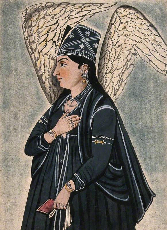 A Mughal Style Peri (Fairy) Dressed in Black