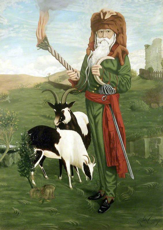 William Price of Llantrisant, in Druidic Costume, with Goats