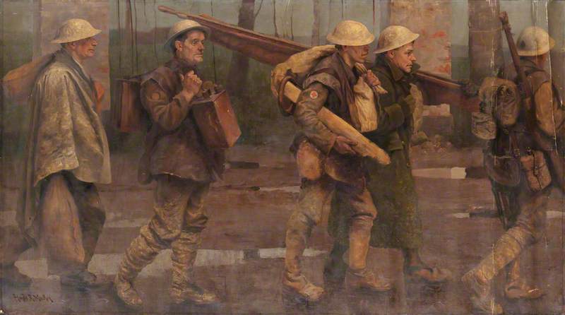First World War: Auxiliaries Bringing Stretchers, Splints, Rations and Water for the Line