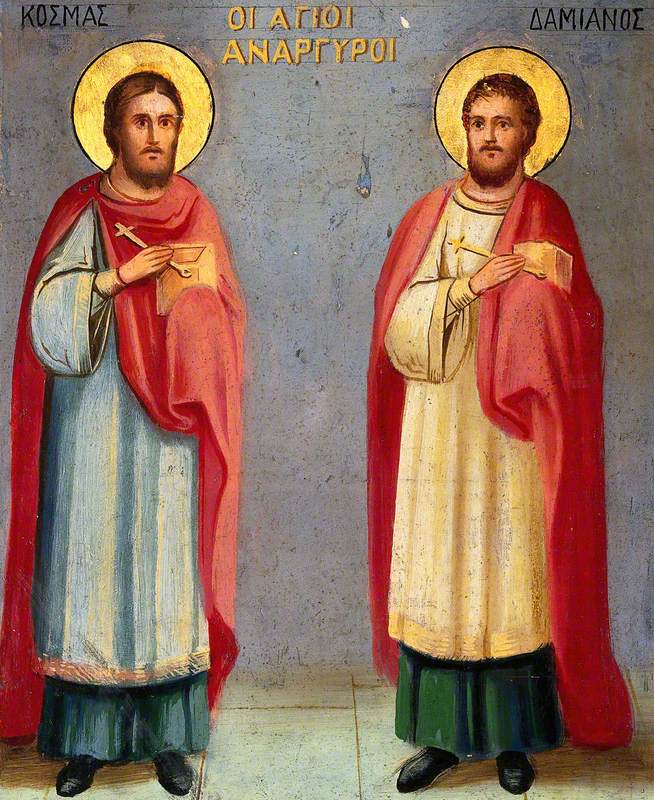 Icon with Saint Cosmas and Saint Damian