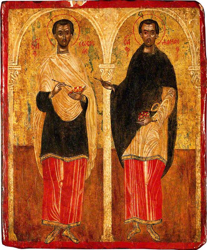 Icon with Saint Cosmas and Saint Damian