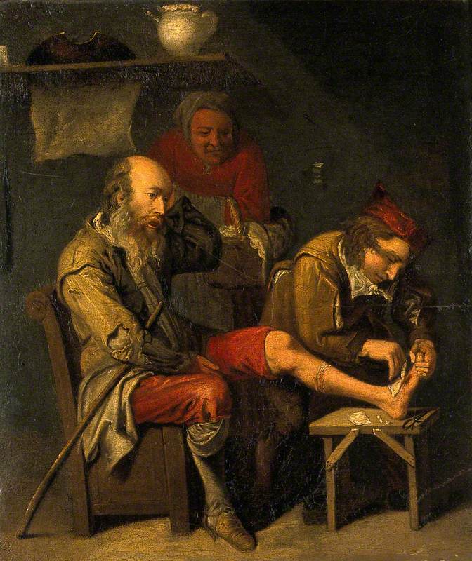 A Surgeon Operating on a Man's Foot