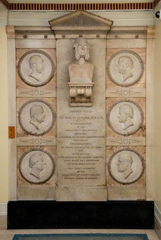 Statuary Tablet Celebrating the Building Committee Members of Freemasons' Hall, 1869