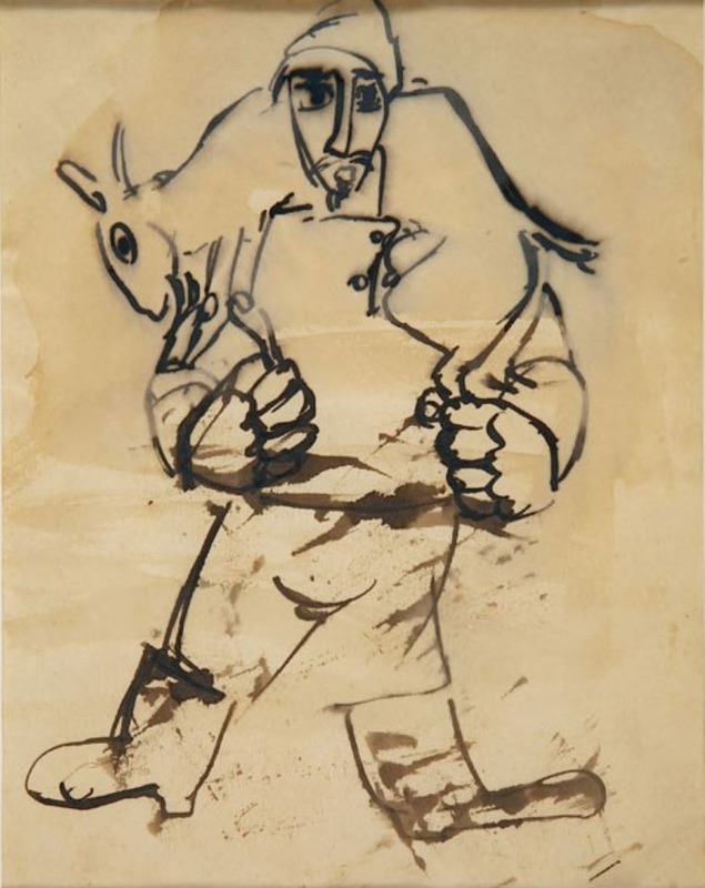 Untitled Drawing (Man Holding Goat)