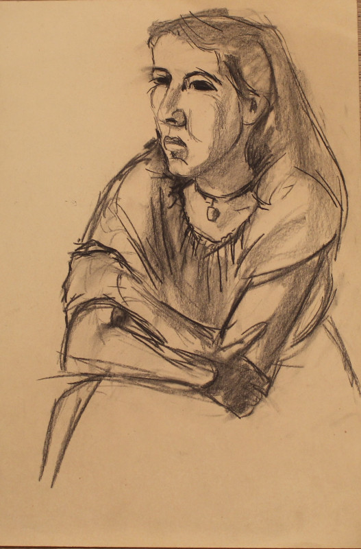 Untitled Drawing (Portrait of a Young Woman with Arms Crossed)