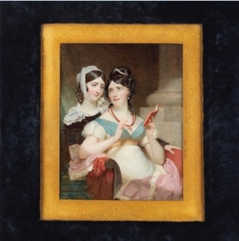 The Miniature: Mrs. Wadham Wyndham (1797–1872) and her sister Miss Slade (1795–1878) Admiring a Miniature in a Red Case