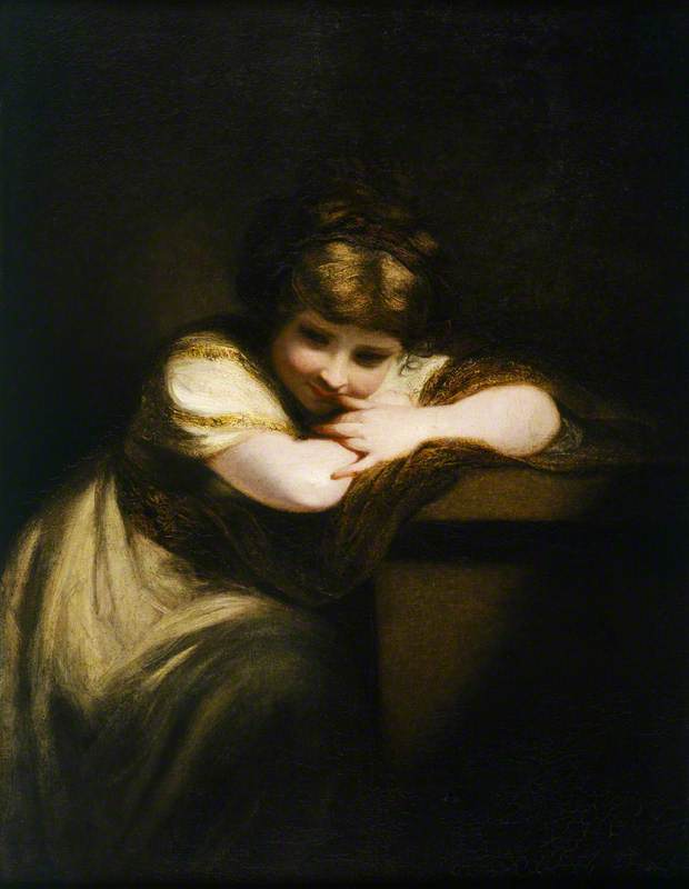 Girl Leaning on a Pedestal (The Laughing Girl)