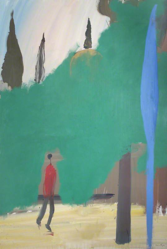 Red Figure and Trees