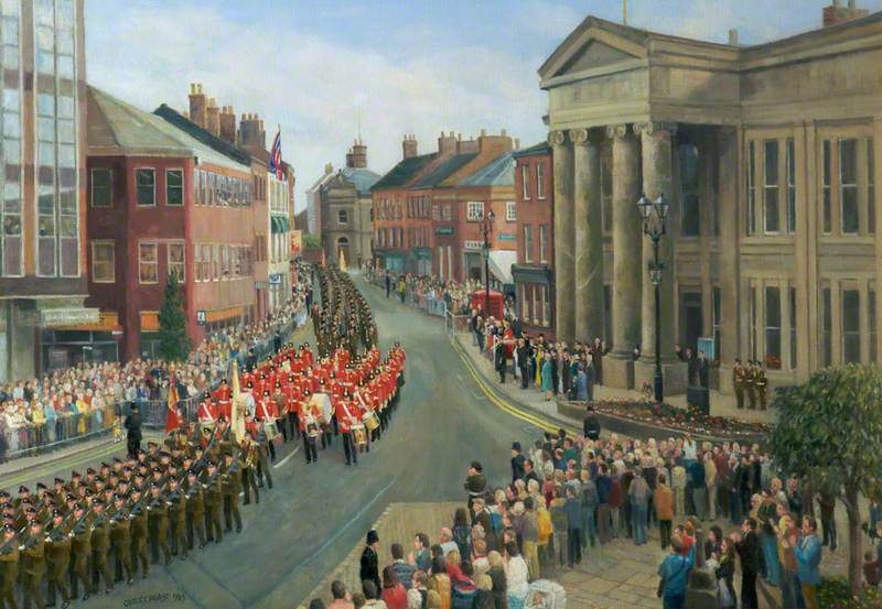 The Entry of the Cheshire Regiment into Macclesfield on the Occasion of the Centenary Celebration, 14 July 1989