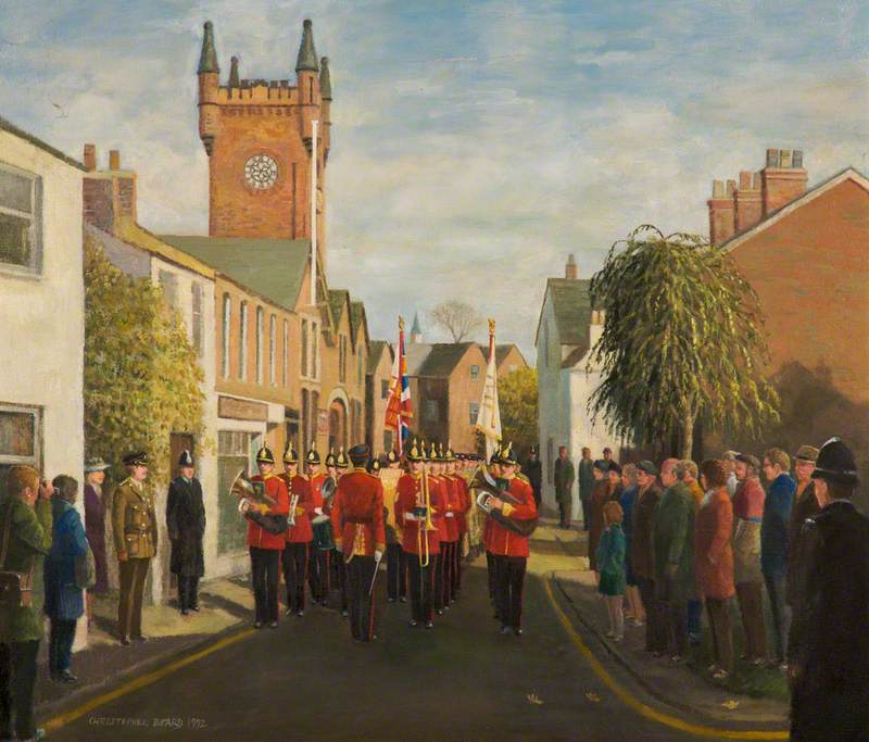 3rd Battalion ‘B’ Company 22nd (Cheshire) Regiment about to Depart from the Old Drill Hall, Macclesfield for the New Ypres Barracks 3 No. 1990