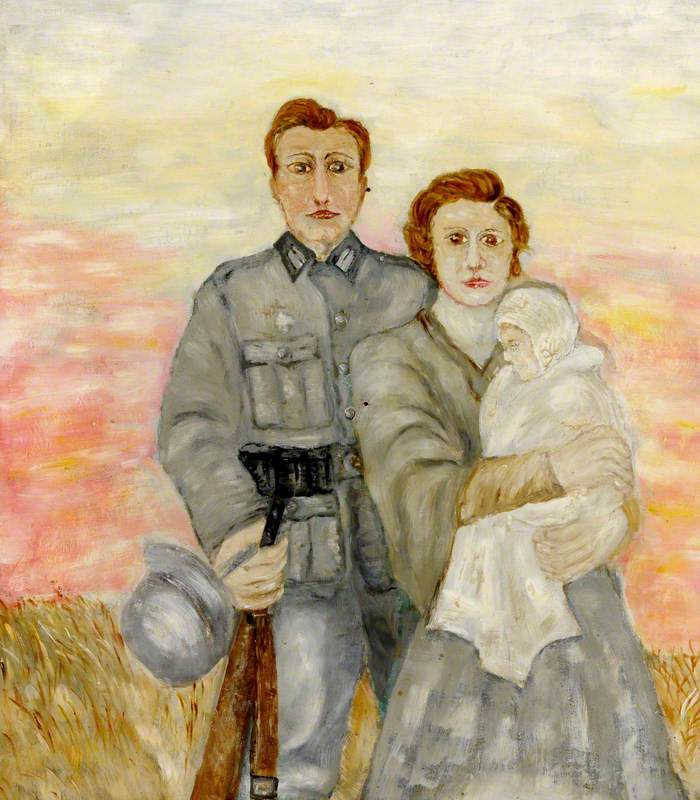 German Soldier with a Woman and a Child